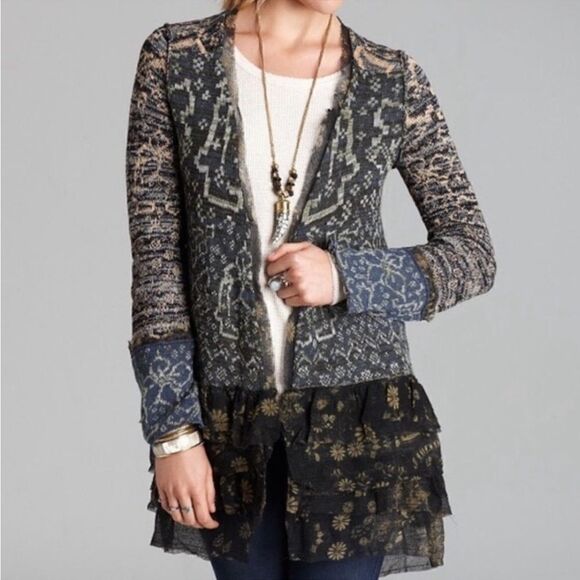 Free People Caspia Ruffle Knit Cardigan Sweater XS - Picture 1 of 16